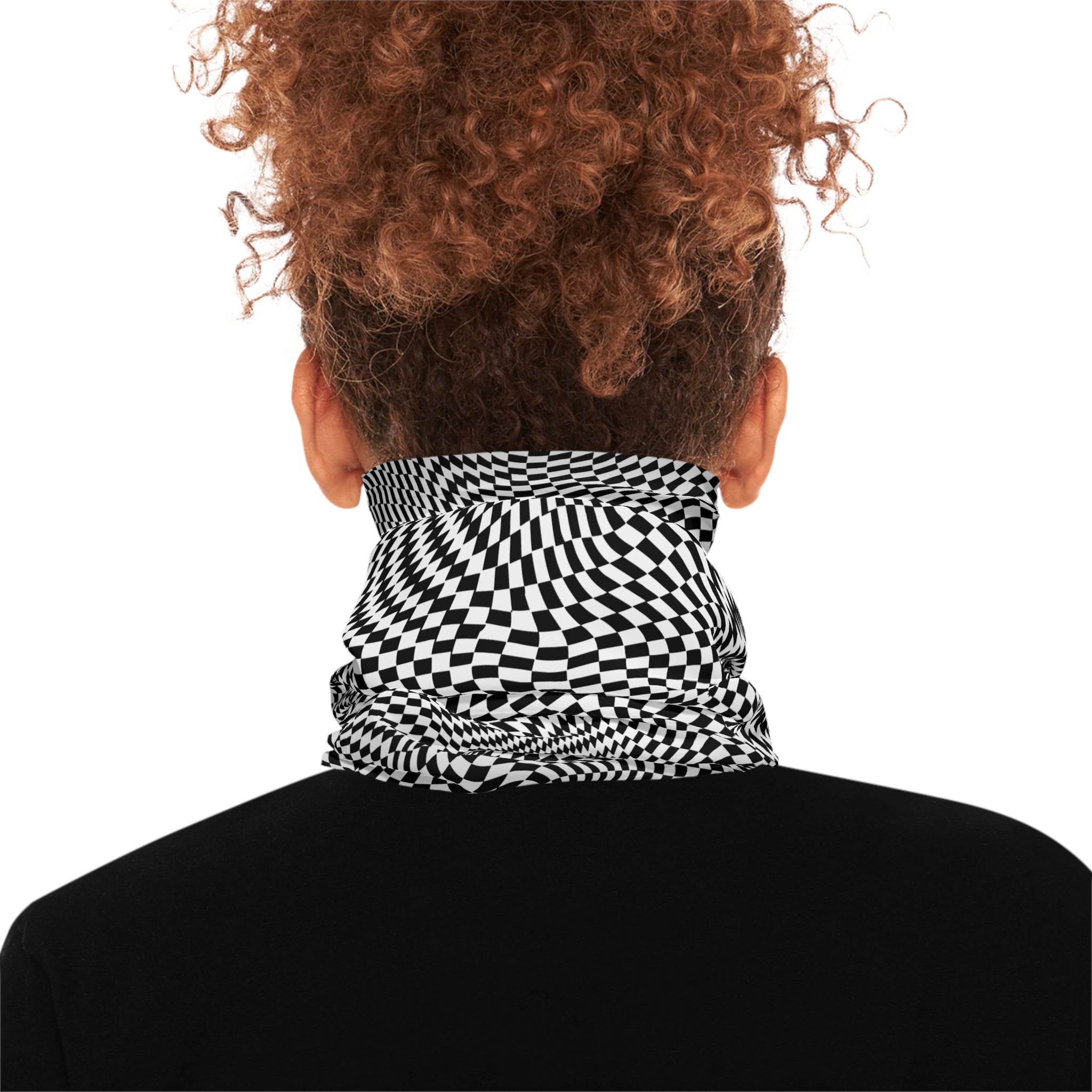 Neck Gaiter — Black & White Optical Illusion Pattern