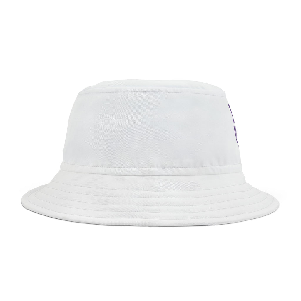 "Drink Water Bruh" — Bucket Hat — White/Purple