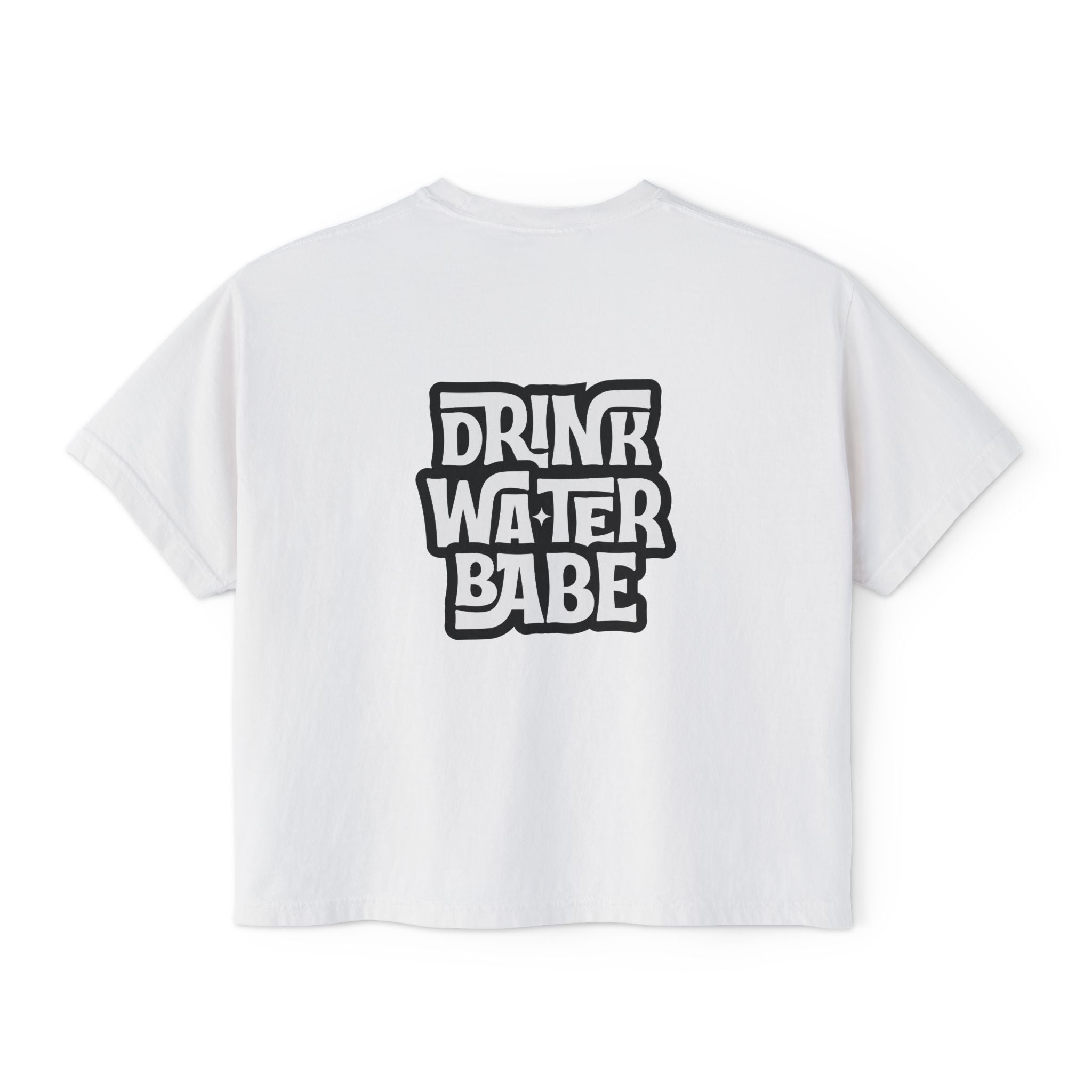 "Drink Water Babe" Boxy Tee — Women's Retro Graphic Crop T‑Shirt