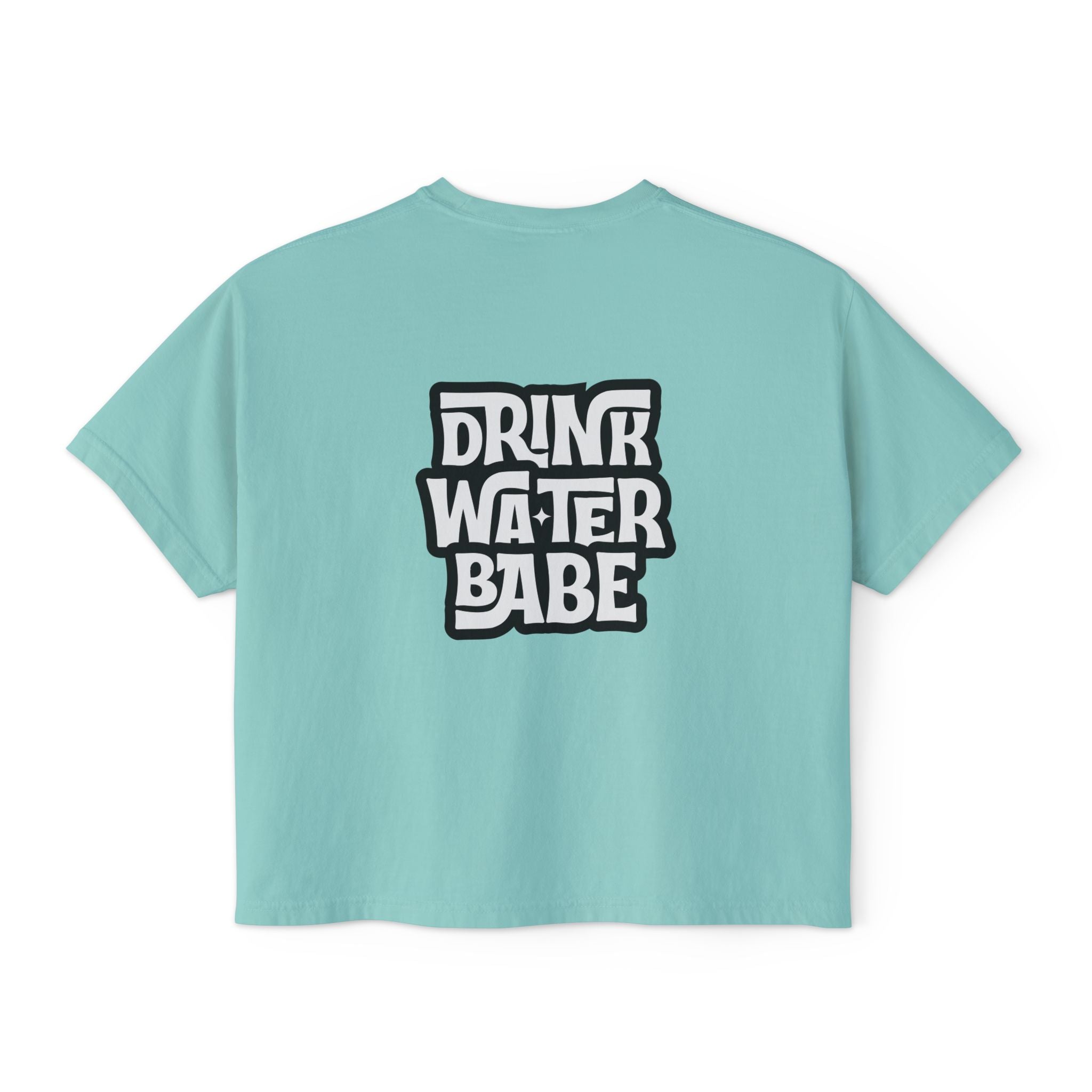 "Drink Water Babe" Boxy Tee — Women's Retro Graphic Crop T‑Shirt