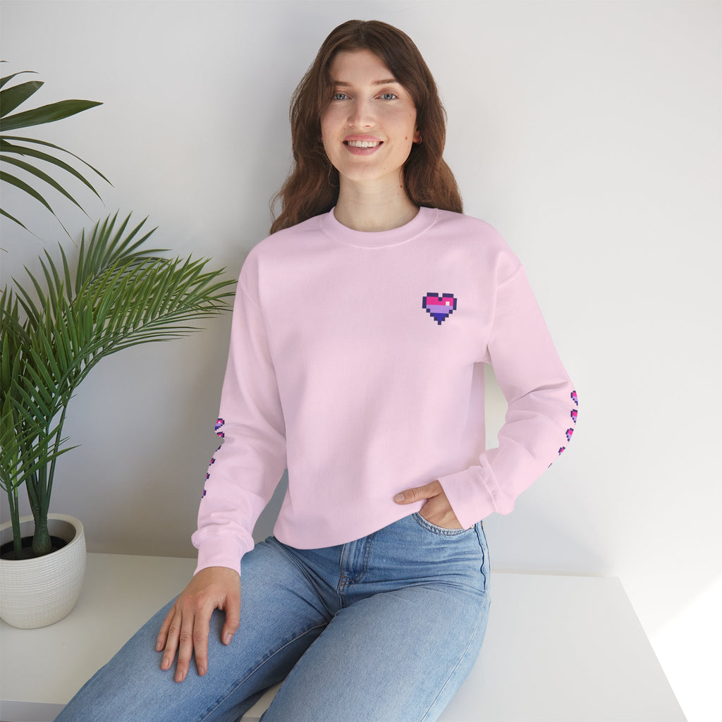 Pixel Bi Pride Heart Crewneck Sweatshirt