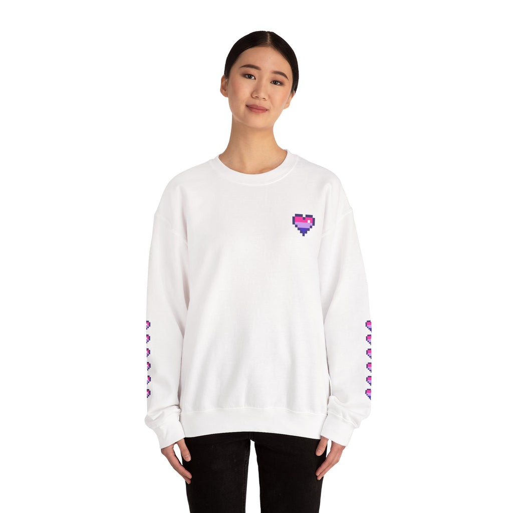 Pixel Bi Pride Heart Crewneck Sweatshirt